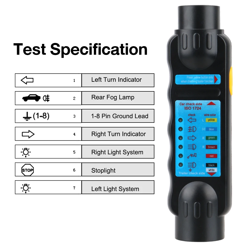 Teste universal da luz do circuito da fiação do reboque, soquete de tomada, 7 Pin, 13 Pin, 12V, carro, caminhão, rv, acessórios da caravana, ferramentas diagnósticas