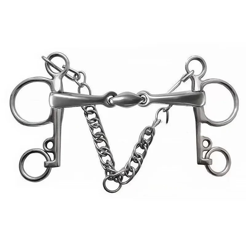 304 Stainless Steel Three‑Joint Horse Snaffle Bit Simple Equestrian Bridle Tack Accessories
