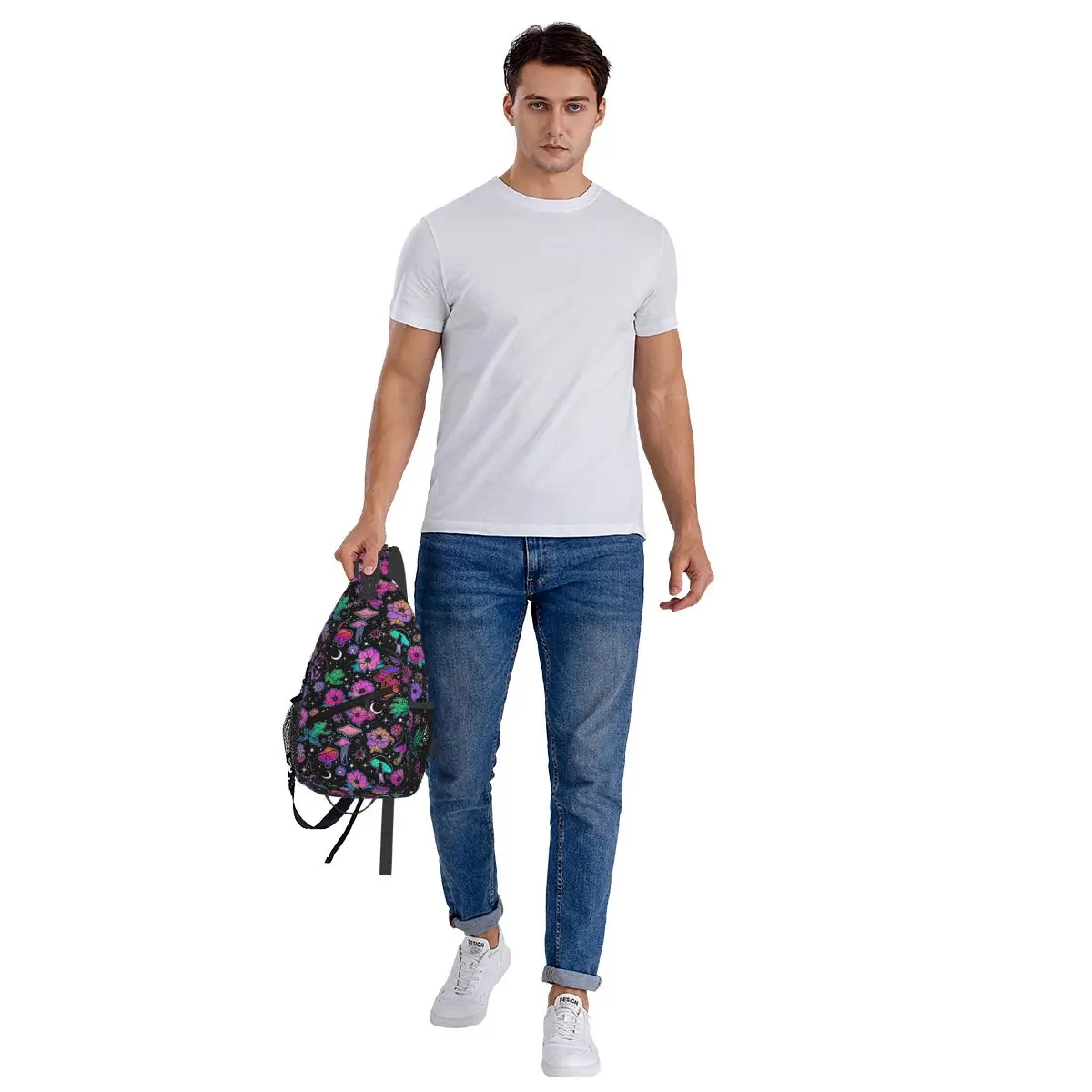 الملونة ماجيك الفطر حقيبة صدر للرجال حبال Crossbody على ظهره حقيبة صدر للرجال السفر المشي لمسافات طويلة Daypack حقيبة كتف