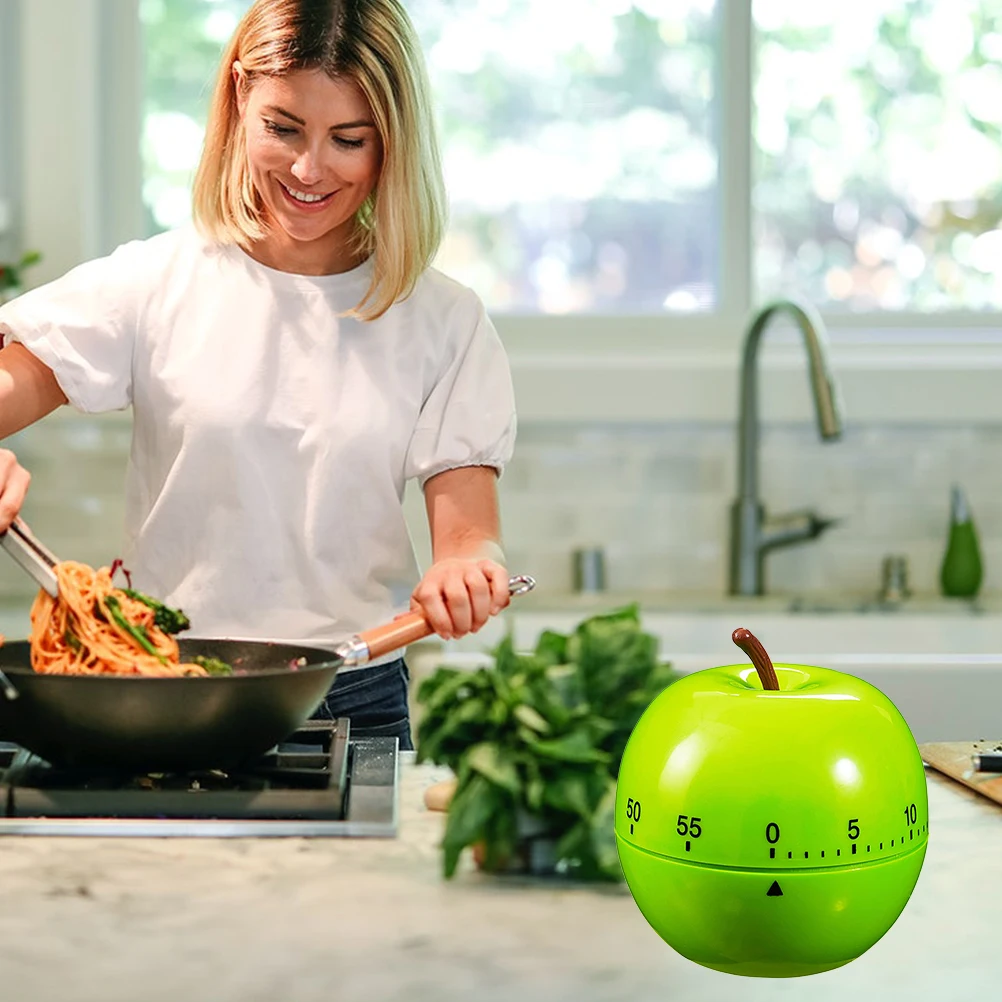 

Apple-shaped Mechanical Timer Kitchen Timer 60-Minute Countdown Tool