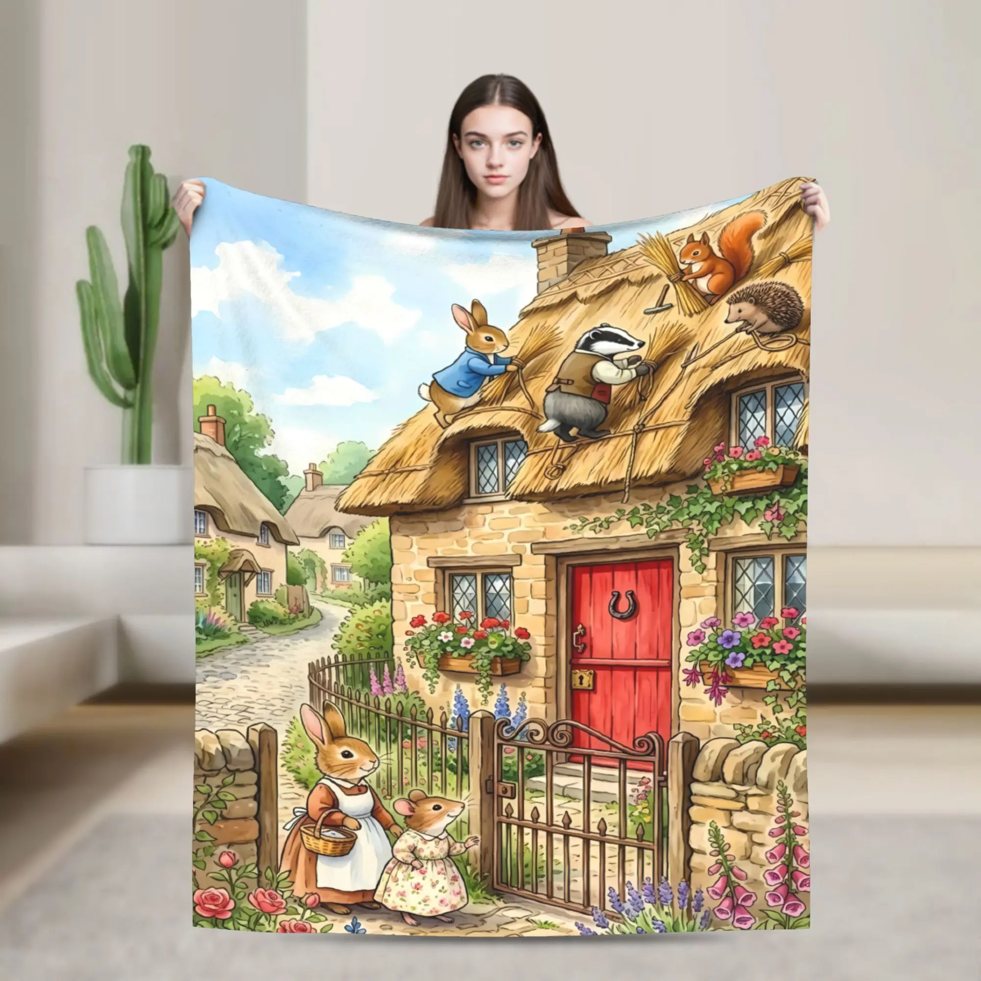 P-Petered R-Rabbits Plush Blanket Students  Flannel Throw Blanket For Outdoor Soft Custom Quality Bedspread Gift Idea