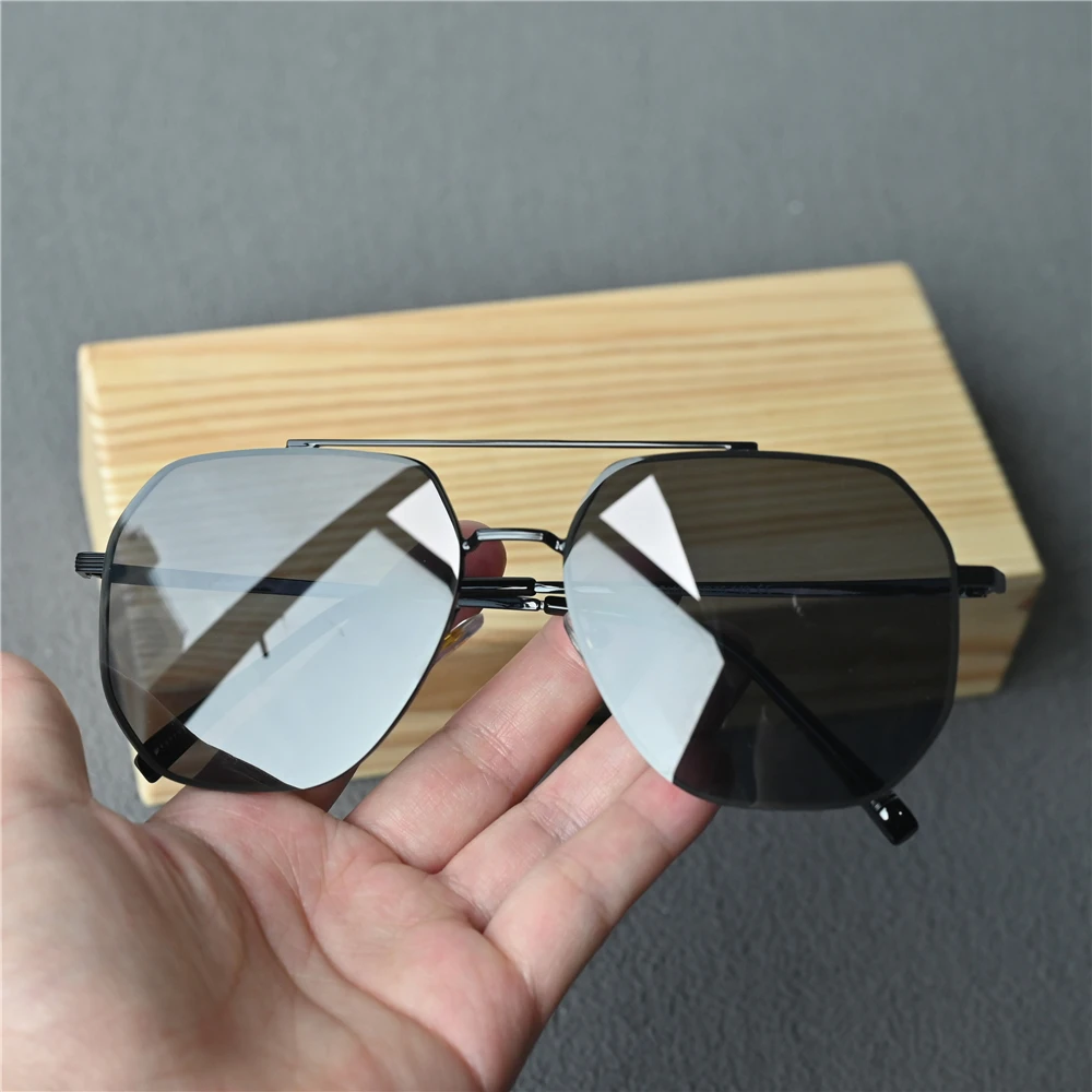 Rockjoy 155mm Oversized Polarized Sunglasses Men Fashion Big Sun Glasses for Male Blue Black Rimless Shades Driving Irregular