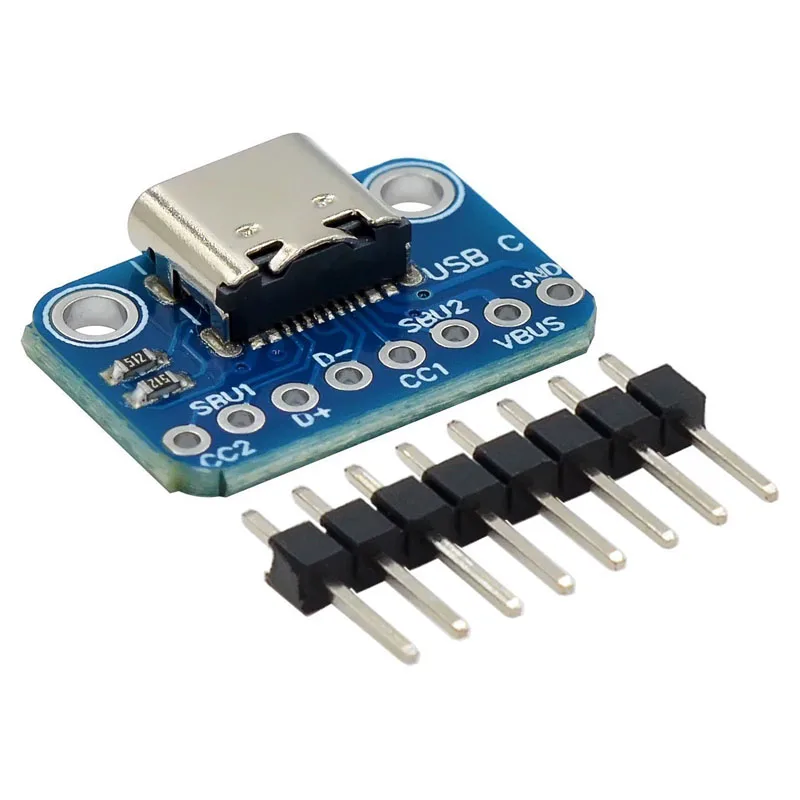5Pcs USB TYPE-C Conversion Board 2.54MM CC1 CC2 5.1K Pull-down Resistor Connection USB Adapter Pin DIP Female Base Adapter Board