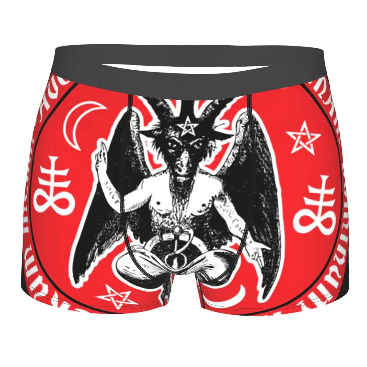 Baphomet  Crosses With Hail Satan Underpants Breathbale Panties Male Underwear Print Shorts Boxer Briefs