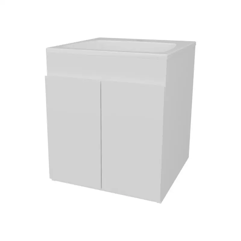 زينة حمام بيضاء بأبواب مزدوجة وتخزين كافٍ للمساحات الحديثة #3