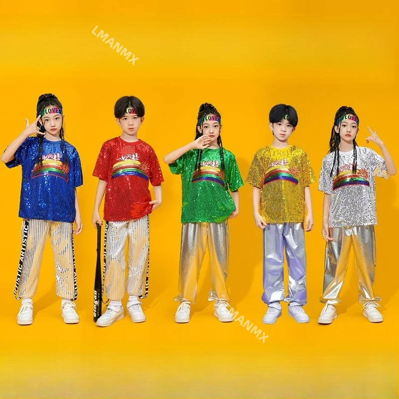 

Детский костюм для игр черлидинга в стиле хип-хоп, блестящая команда черлидинга, уличная танцевальная команда, модная одежда