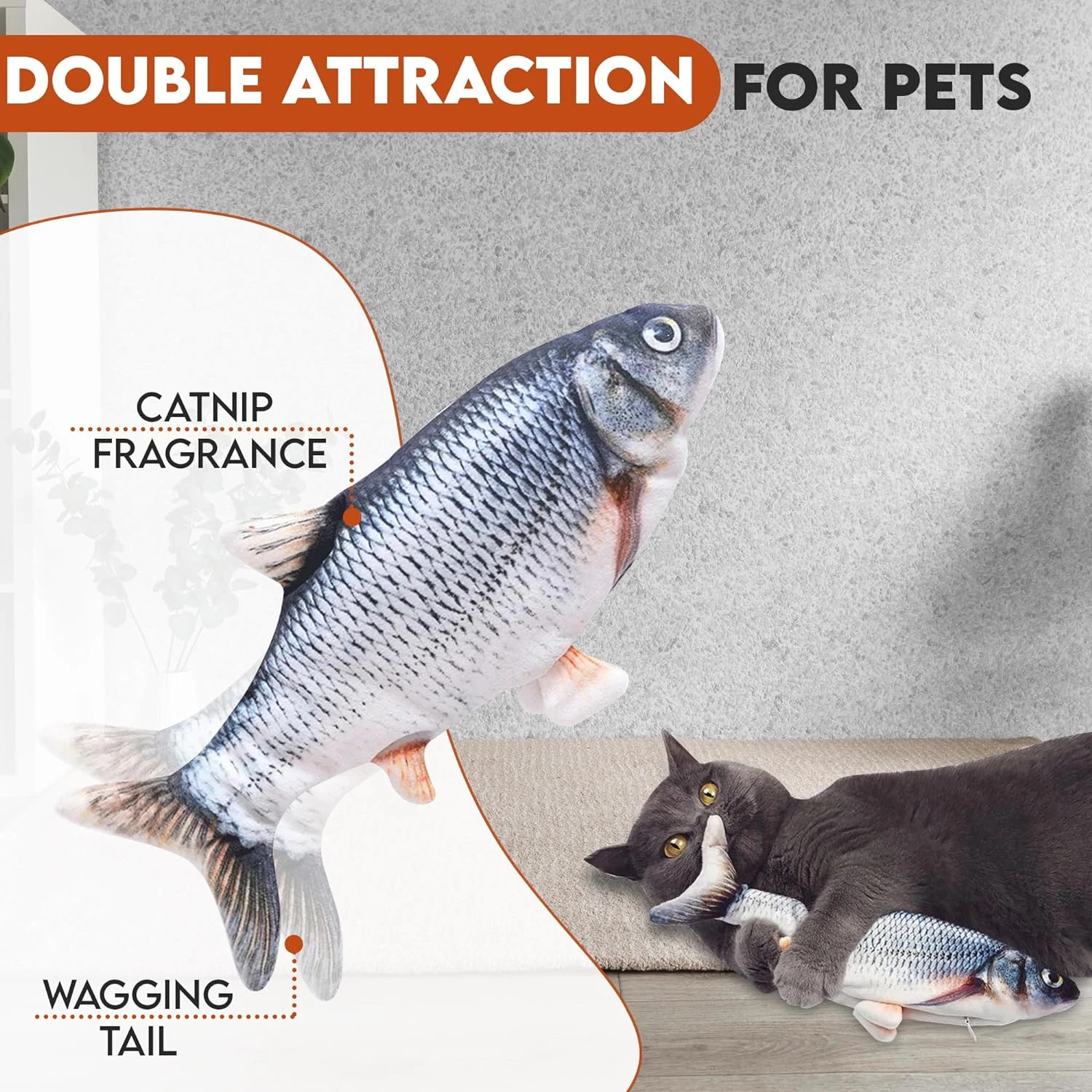 t for pet owners - Fun and interactive plush floppy fish cat toy designed for indoor cats - Durable and lifelike wiggle fish dog