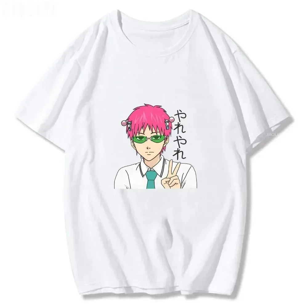 Anime K Saiki Catastrophic Life Printed Short Sleeve T-shirt Harajuku Hip Hop Casual Fashion Retro Men's and Women's Clothing