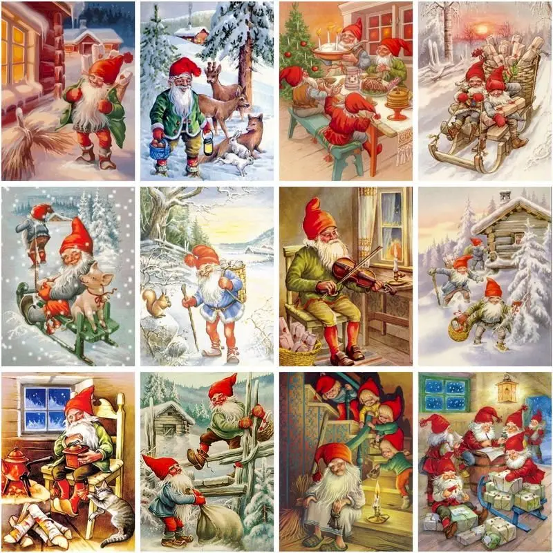 

CHENISTORY 5D DIY Diamond Painting Full Square Rhinestones Santa Claus Mosaic Diamond Embroidery Cross Stitch Christmas Gift