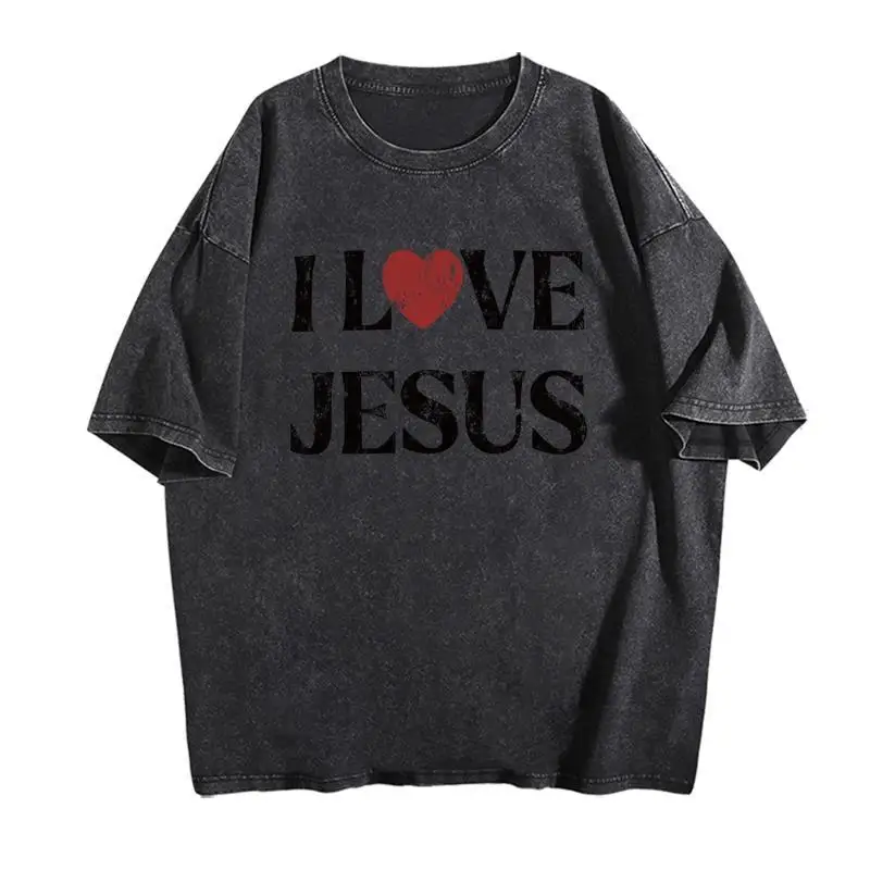 

I Love Jesus T-shirt, Men Women Oversized Washed Tee, Christian Faith Graphic Top, Jesus Lover Gift, Religious Apparel