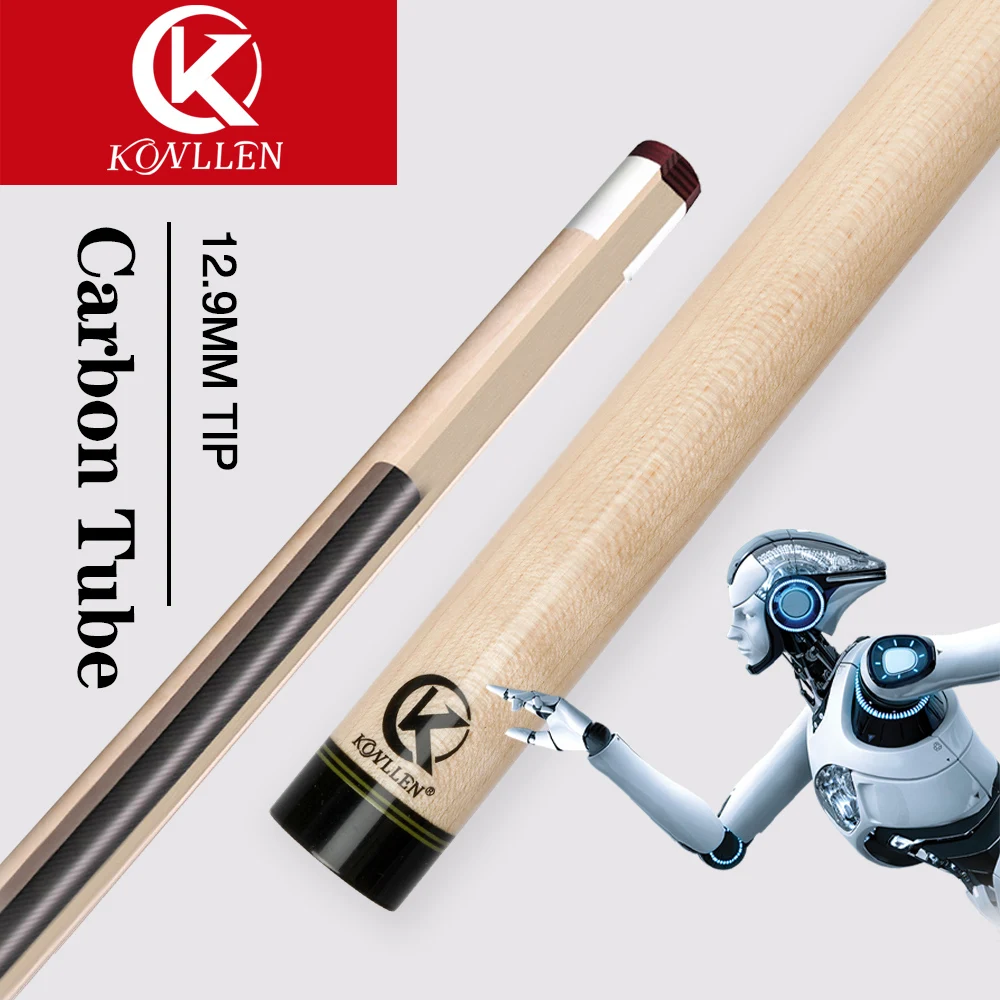 

KONLLEN Solid Maple Wood Technology Shaft Billiard Pool Cue Kit Shaft 3/8*8 Radial Pin Joint 12.9mm Tip Carbon Fiber Tube Shaft