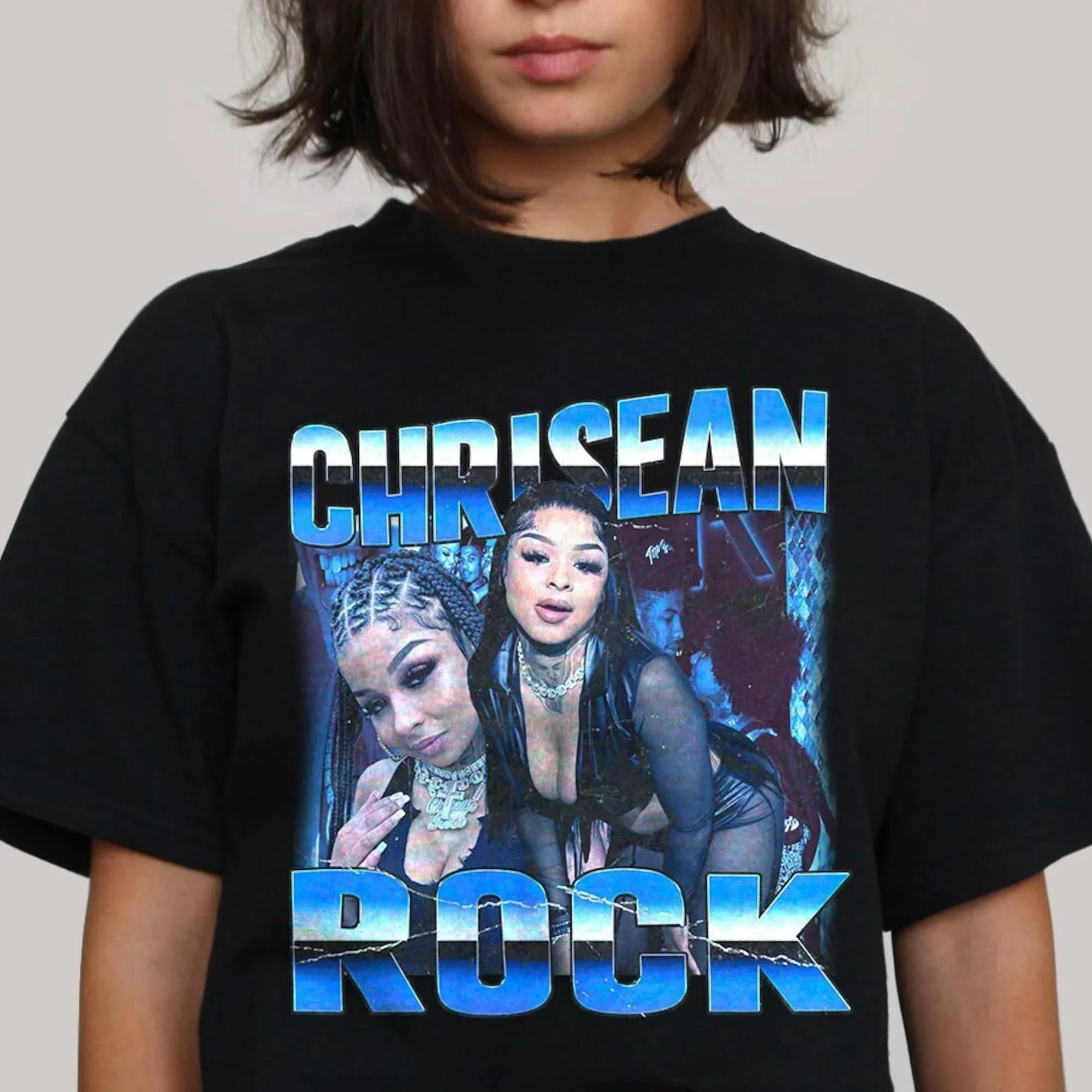 Camiseta Bootleg Hip Hop Rock, Camiseta Rap, Streetwear Blueface Fashion, Preto e Branco