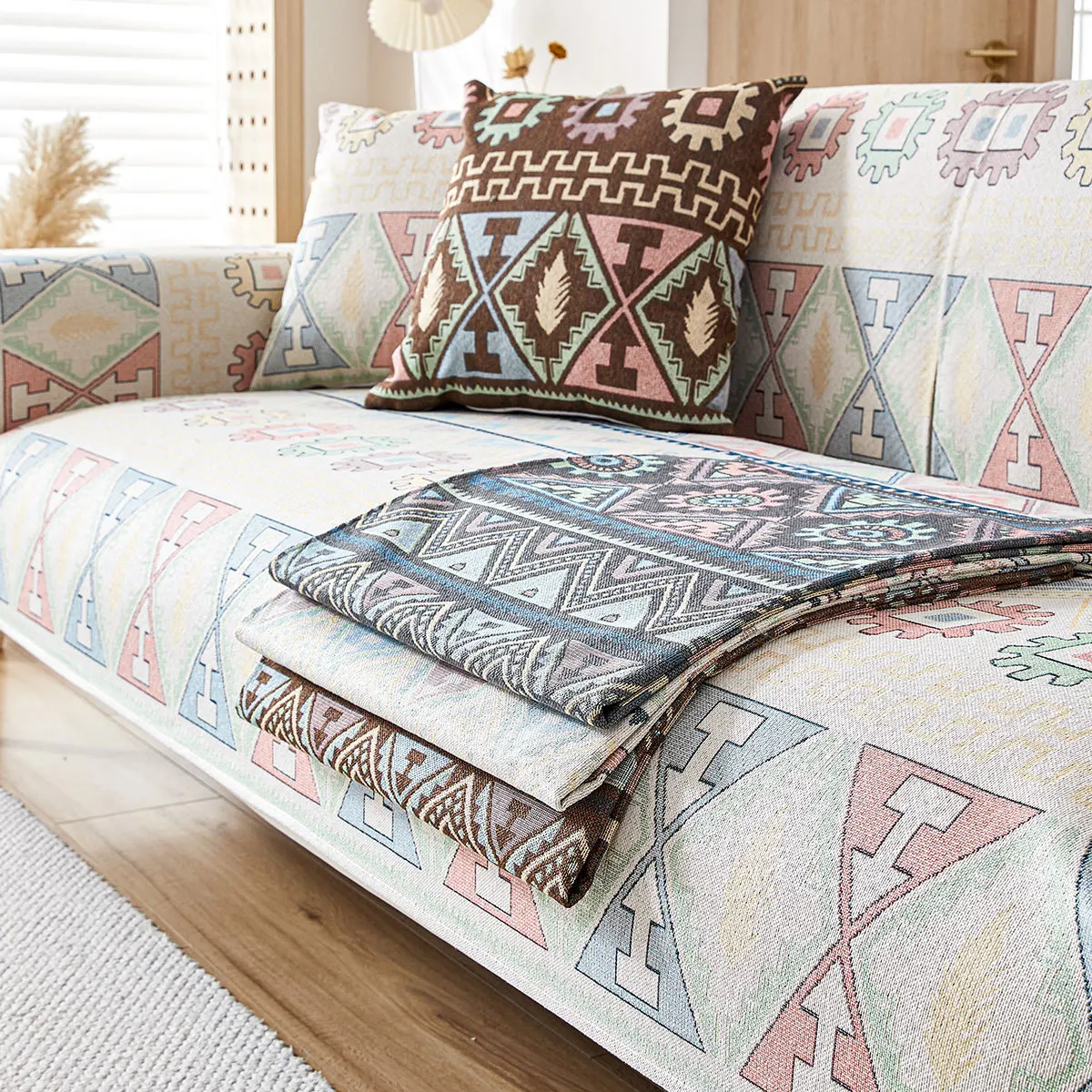 Sofa Cushion Cotton Four Seasons Universal Non-Slip Pure Cotton Fabric Cushion Simple Modern 2024 Leather Sofa Cover Cover Cloth