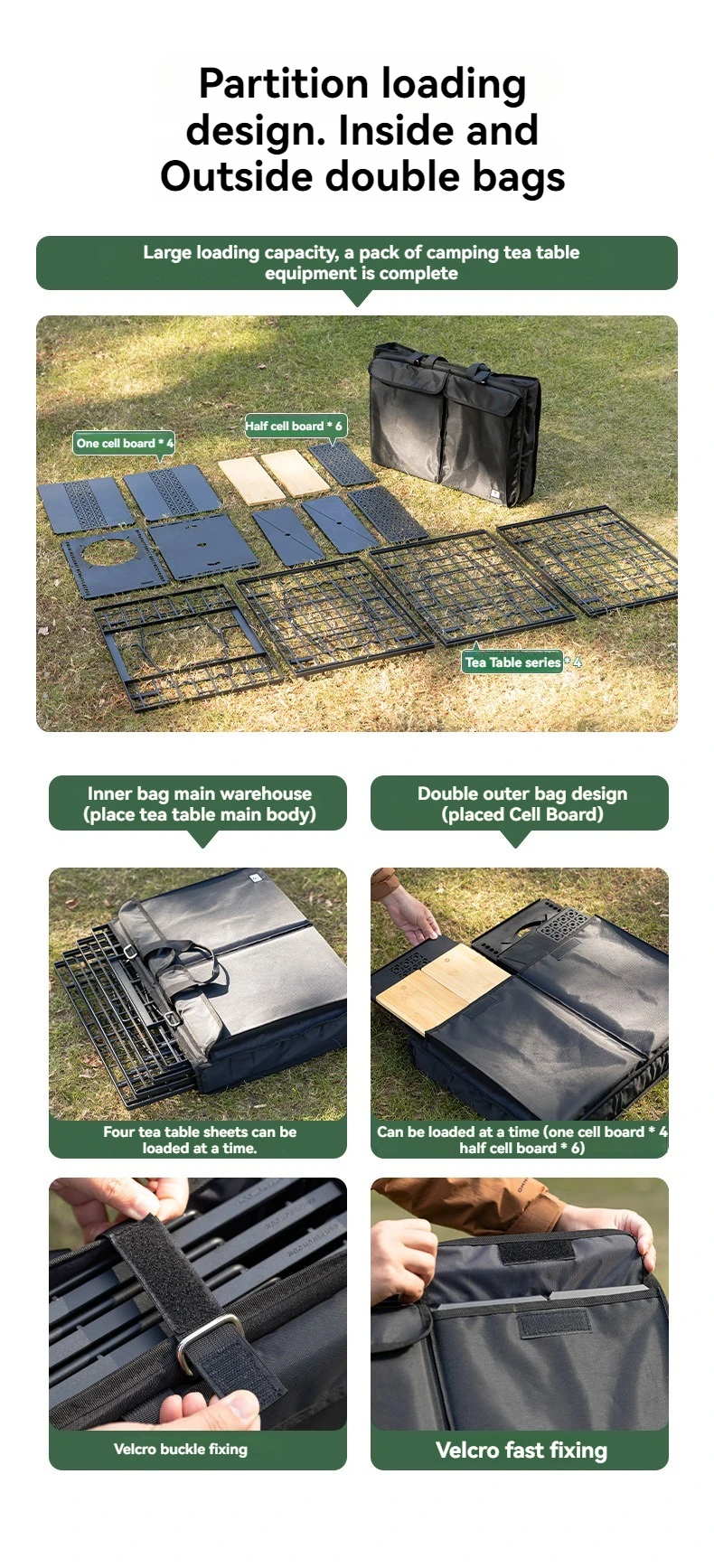 CK-B2 Tea Table Bag Camping IGT Two-Unit Foldable Table Bag Unit Board Storage Bag Shockproof Thickened Table Bag