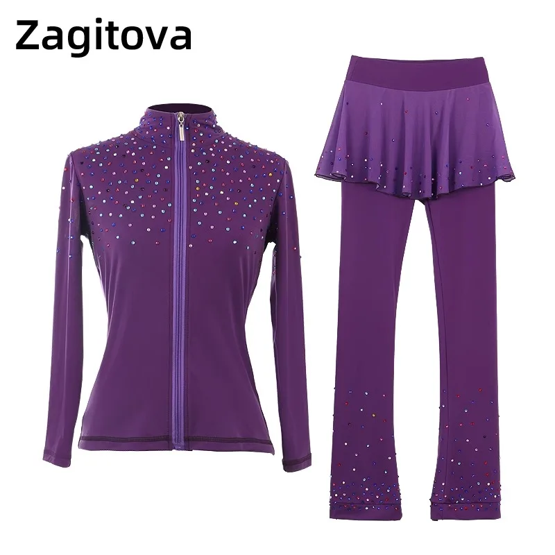 customized figure skating training suit set girls' ice skating suit for girls women tops with plush hip protection pants skirt