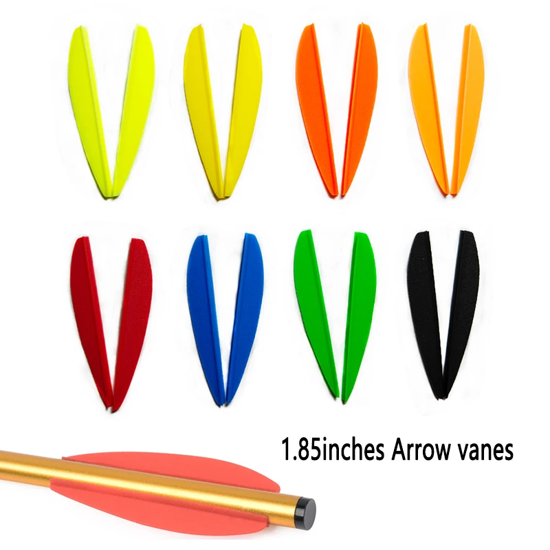 

50/100pcs Arrow vanes 1.85 inch TPU vanes Archery shooting Accessories 8 color Suitable for 6/6.3/7.5 inch arrows