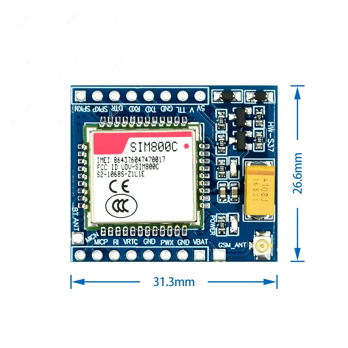 Picture 3: 5V 3.3V SIM800C GSM GPRS Electronic PCB Board Module TTL Development Board  With Bluetooth TTS STM32 For Arduino C51