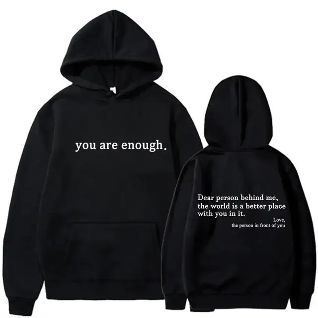 Męska bluza z kapturem na jesień i zimę z nadrukiem \"Kochana Osobiste za mną jesteś wystarczająca\", modna, hip-hopowa, codzienna odzież unisex.