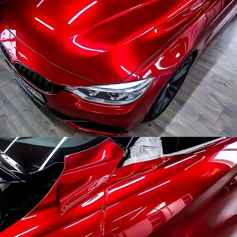 

High quality Gloss Metal Candy red Vinyl Car Wrap Film Roll with Air Release, Self Adhesive Glitter Decal Car Wrapping