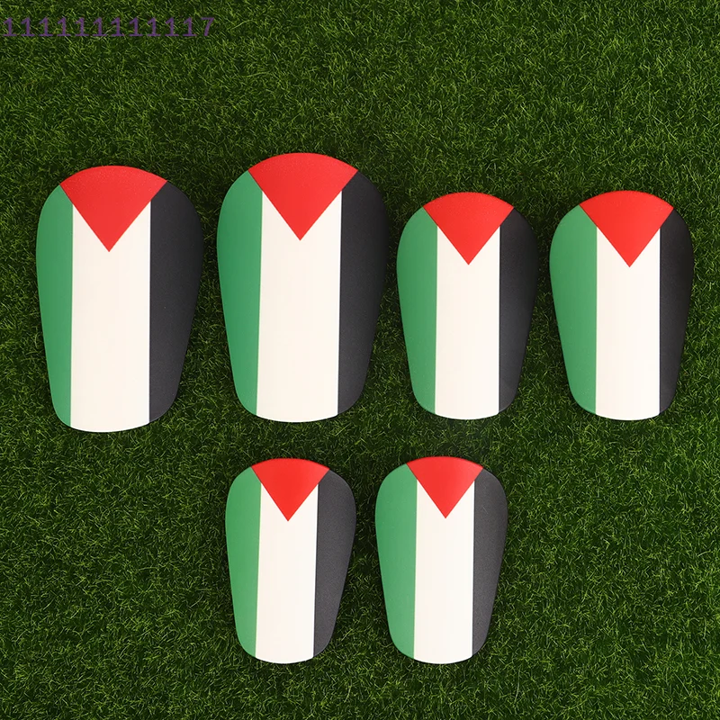 1 Pair Mini Palestine Flag Soccer Shin Guards – Wear-Resistant, Shock-Absorbing Leg Protection for Kids and Adults