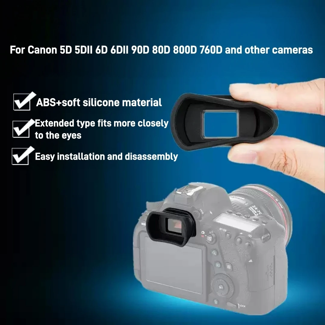 Extended Eyecup Viewfinder Eyepiece Cover for Canon 5D 5D Mark II 6D 6D Mark II 77D 90D 80D 800D 750D 760D 700D 3000D Camera