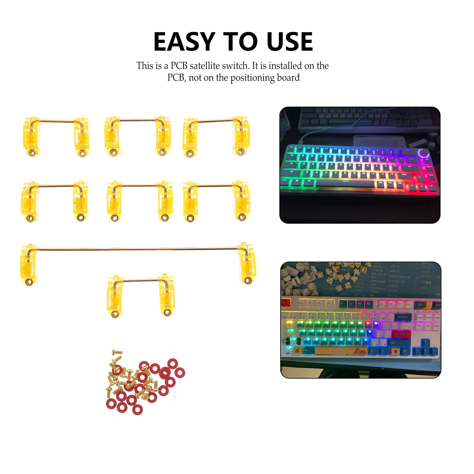 

Gold-plated Screw Satellite Shaft 6.25u Steel Wire 2u Keyboard Stabilizer Practical Computer Accessory Mounted