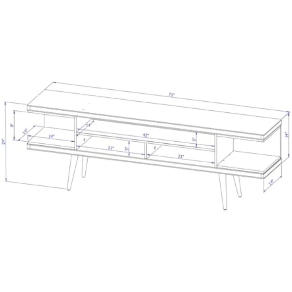 Utopia Centro de entretenimento autônomo para sala, TV moderna Stand com prateleiras, 7047 ", Mid Century