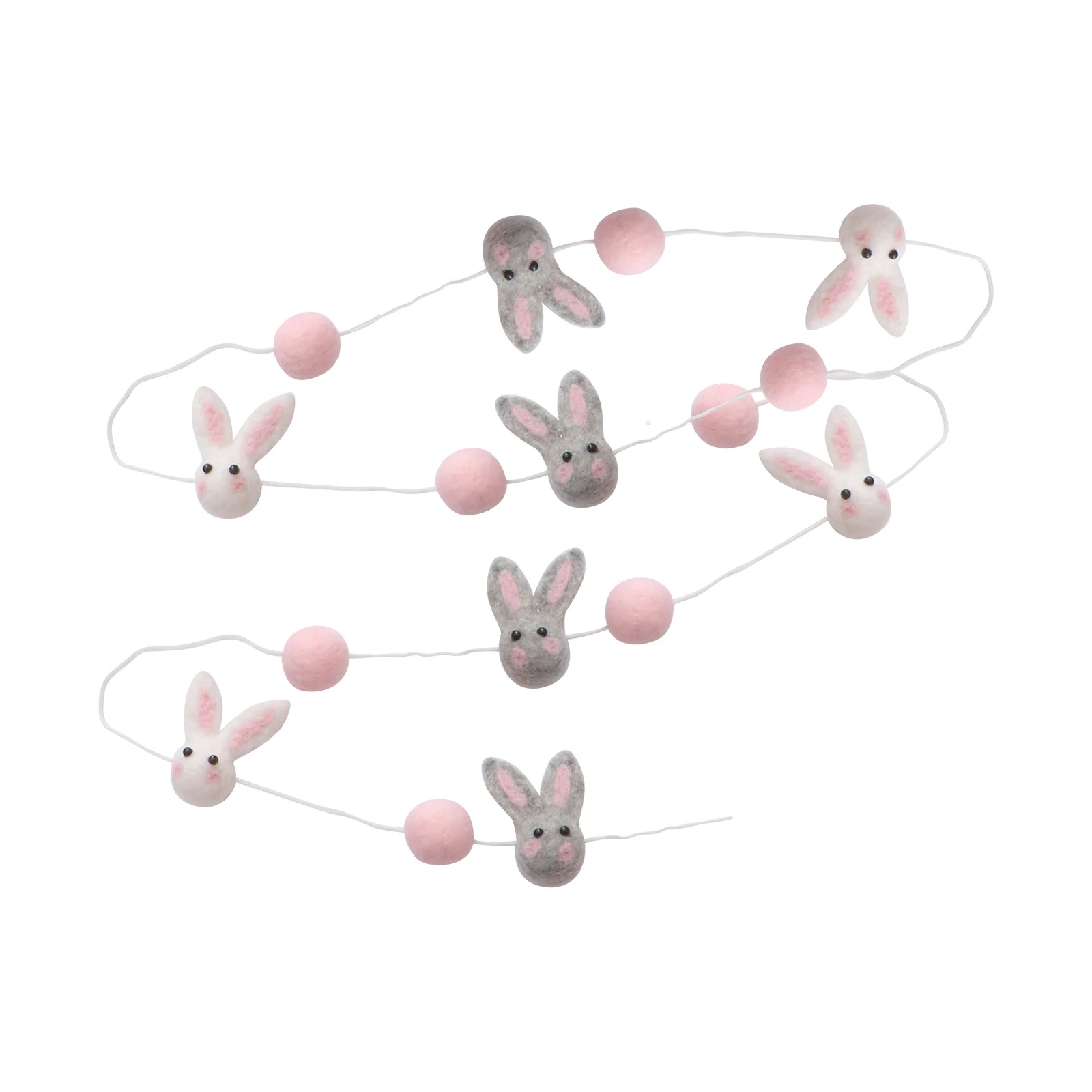 

1Pcs Wool Ball Rabbit Banner Festival Ball String Kids Room Pendant Wall Hanging Adornment Home Decoration Photography Prop