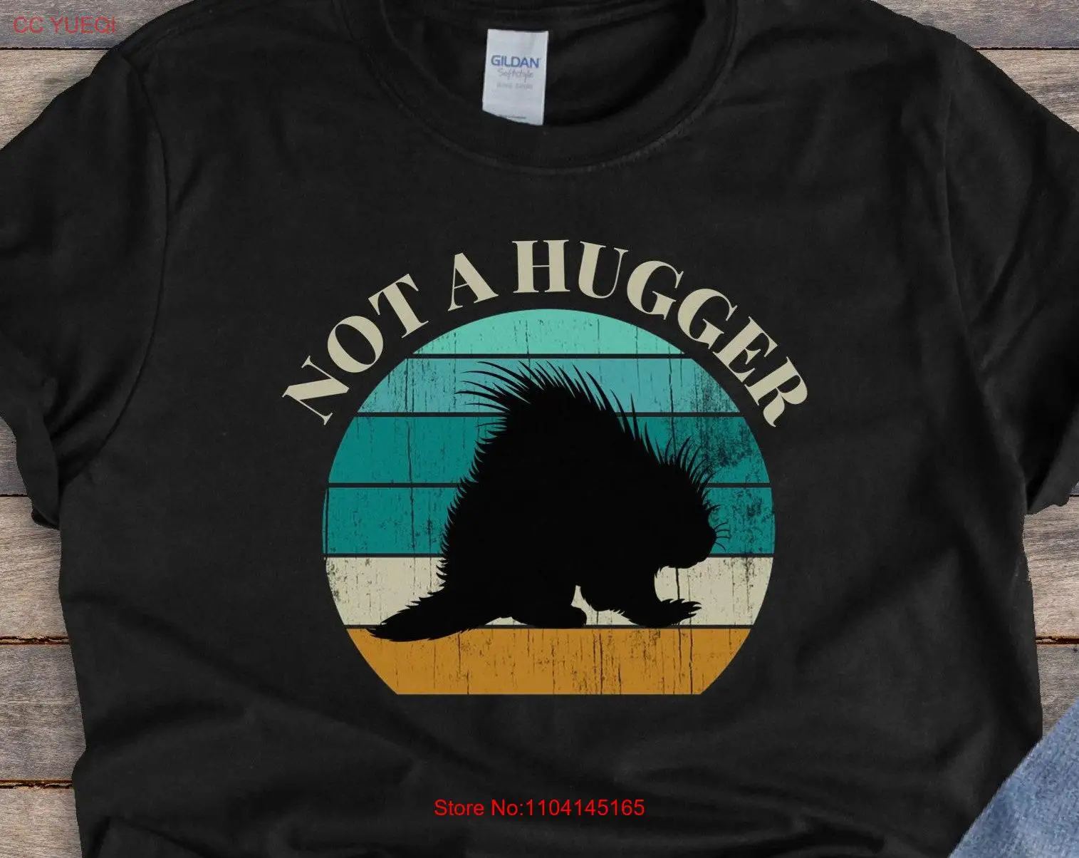 Not A Hugger T Shirt Porcelain Funny Sarcastic Introvert Item 0000 long or short sleeves