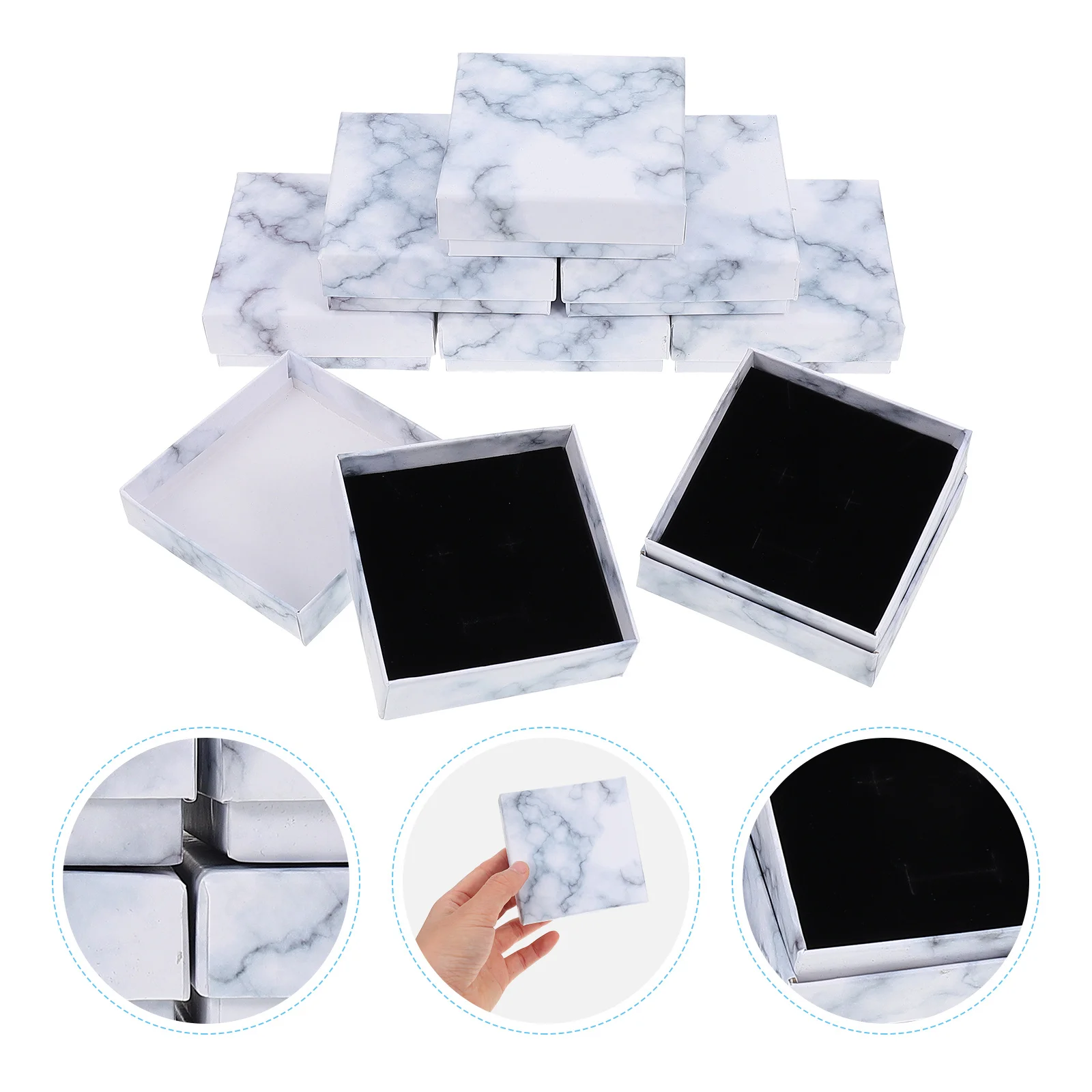 

8pcs Marble Pattern Jewelry Box Premium Paper Storage Case For Ring Necklace Watch Organizer Durable Display Container