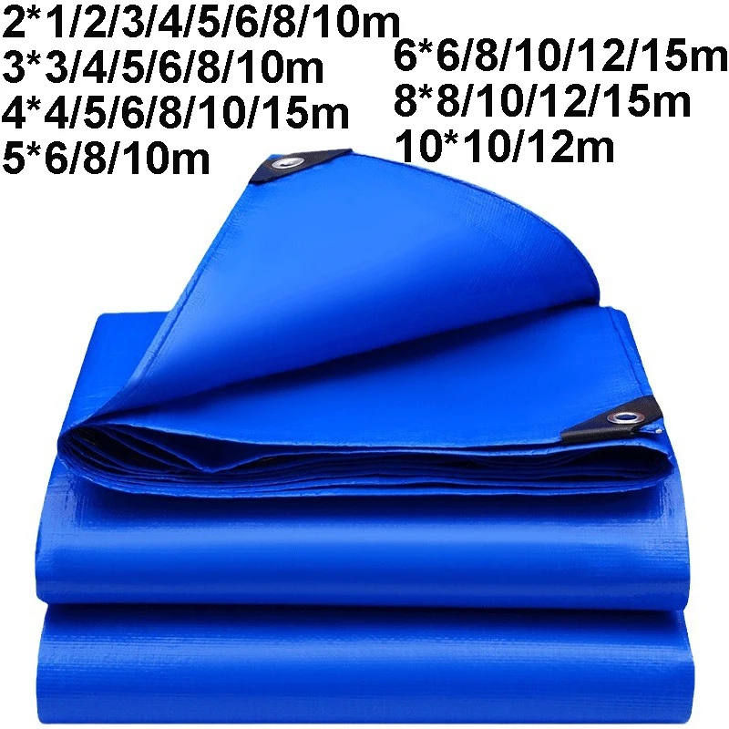 Large Waterproof Tarpaulin 2*2 4*4 6*6 8*8 10*10m Shade Anti-UV Thicken Tarp Tent Camping Canopy Blue Rain Awning Outdoor Truck