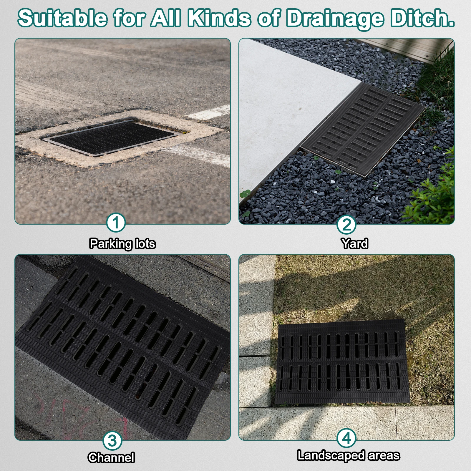 استنزاف القناة مع صر غطاء تصريف بلاستيكي خارجي لأرضية المرآب، تصريف المجاري، شبكة تدفق مياه الأمطار الفعالة #2