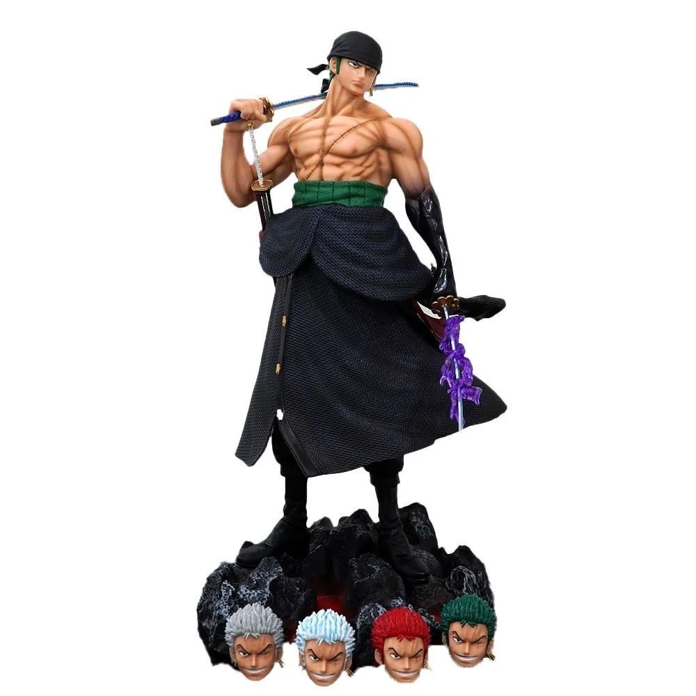 One Piece Anime Large 50cm Five-Headed Eagle Carrying Knife Domineering Zoro Collectible Statue Model Figure Ornament Gifts