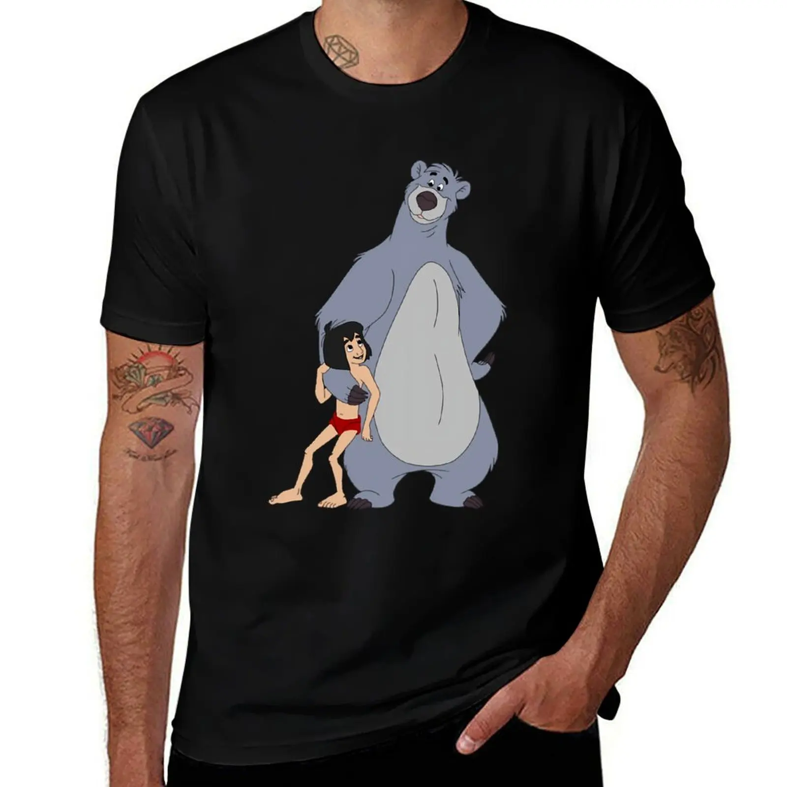 Baloo - Baloo y Mowgli - Camiseta de The Jungle Book, camiseta informal de manga corta sin planchar