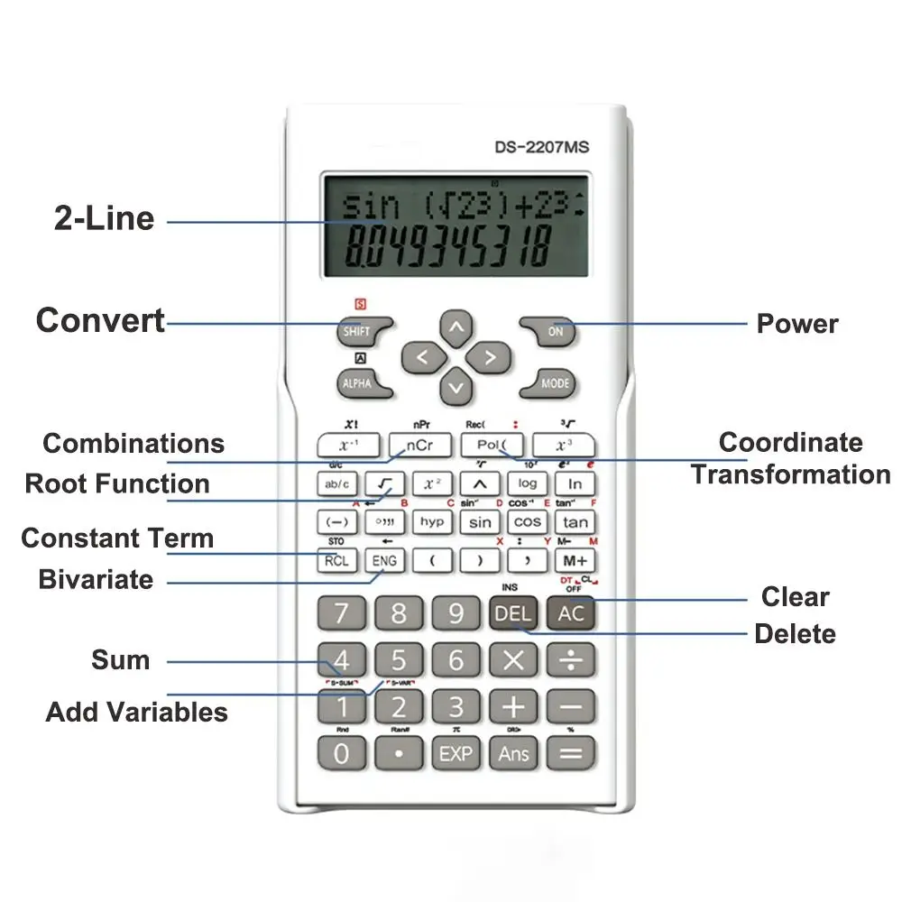 240 функций, инженерный научный калькулятор, 2-линейный 12-значный многофункциональный функциональный калькулятор, настольные аксессуары