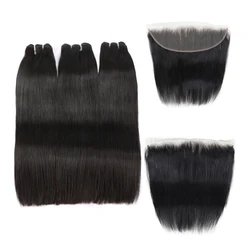 Bundles with 2x6 Lace Frontal Closure Malaysia Virgin Raw Hair Bundles 13x4 Lace Hair Straight Human Hair Bundles with Closure