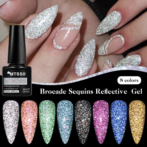 Imagen 2 del producto Mtssii-esmalte de uñas de Gel reflectante colorido, 7ML, brillo brillante, esmalte de Gel con brillo, barniz semipermanente para remojar las uñas