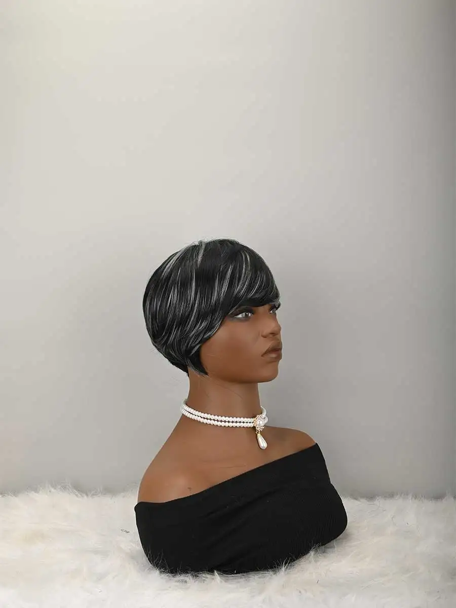 Short Curly Wig with Bangs for Women