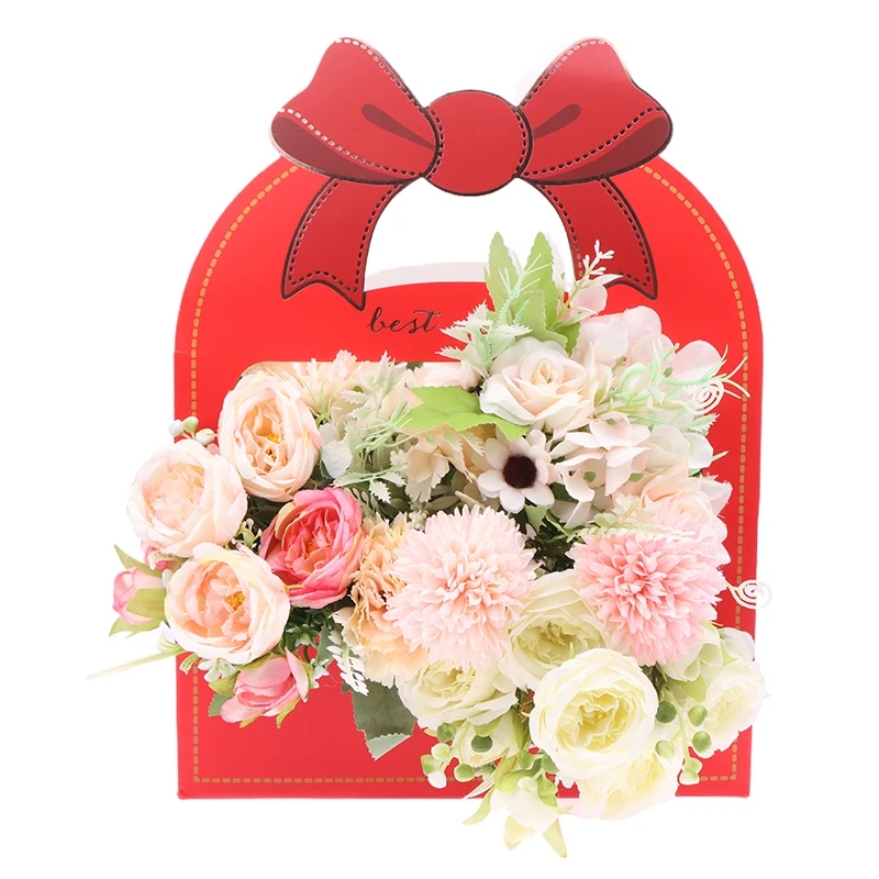 Sac fourre-tout portable pour fleurs, boîte d'emballage de fleurs, boîte de rangement, mariage, Saint Valentin, cadeaux de fête d'anniversaire, boîte de bouquet de fleuriste