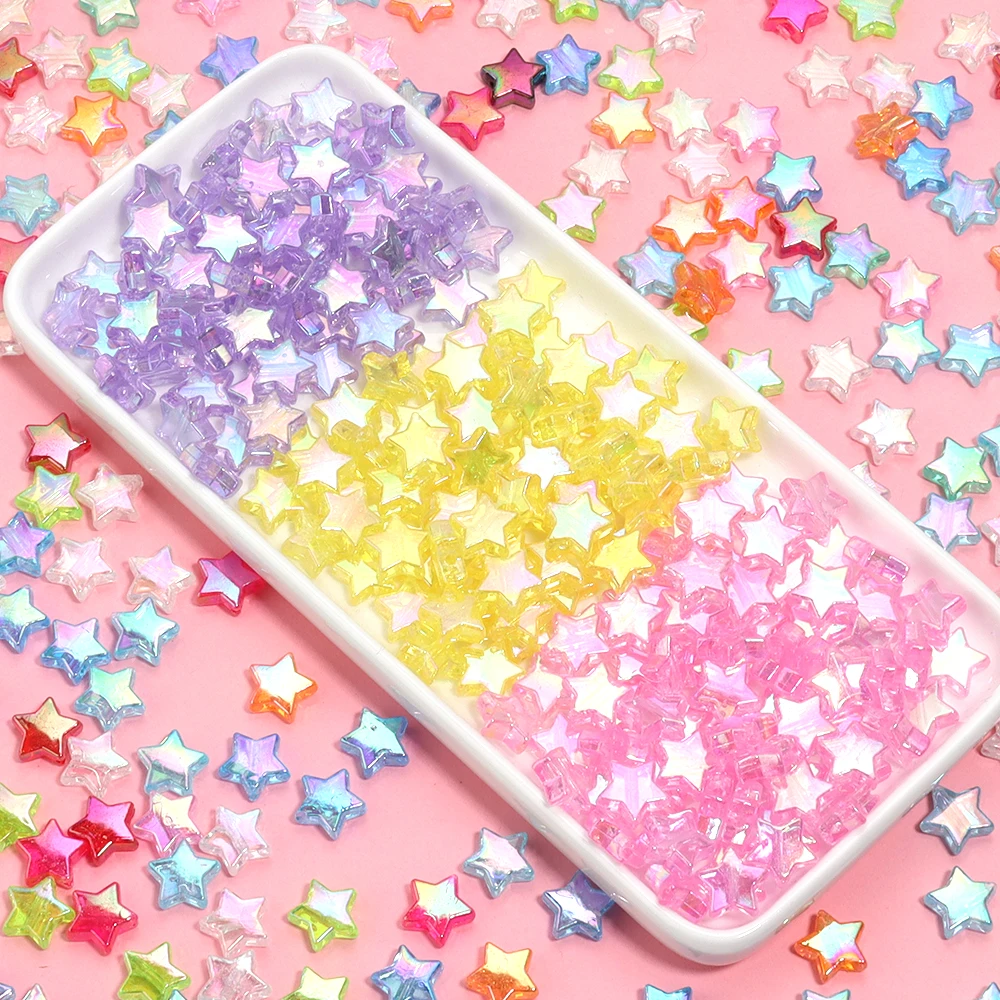 100 قطعة AB اللون الاكريليك ستار الخرز ثقب مستقيم فضفاض خزر عازل لصنع المجوهرات أساور يدوية قلادة أقراط لوازم