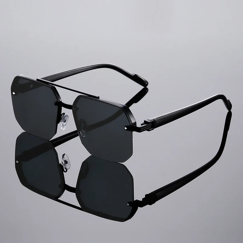 Fashion Square Semi-rimless Sunglasses Men Fashion Vintage Gradient Casual Shades Luxury Brand Design Outdoor Sun Glasses image 3
