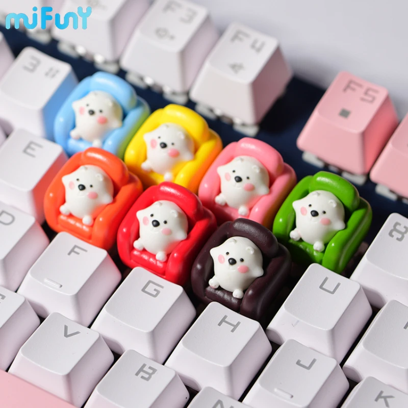 

Cute Original Cartoon Animal Point Keycap Bear Personality Artisan Resin 3D Customization Mechanical Keyboard Accessories Gift