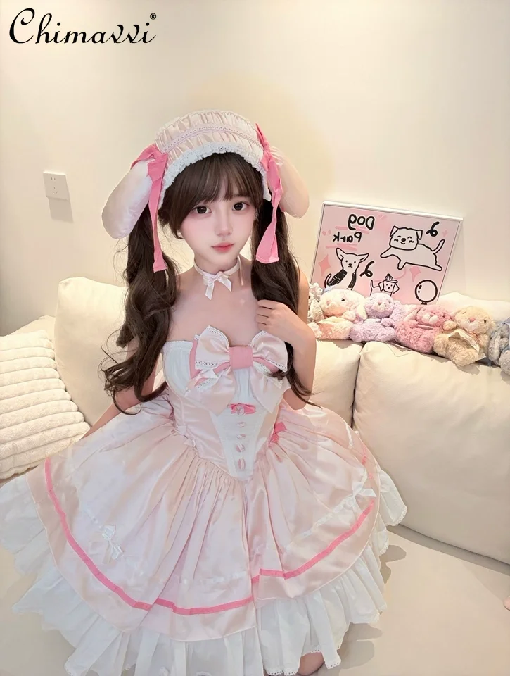 Robe de princesse Raabit pour filles, mignonne, douce, féerique, Sexy, sans bretelles, taille haute, élégante, robes bouffantes pour fête d'anniversaire pour femmes