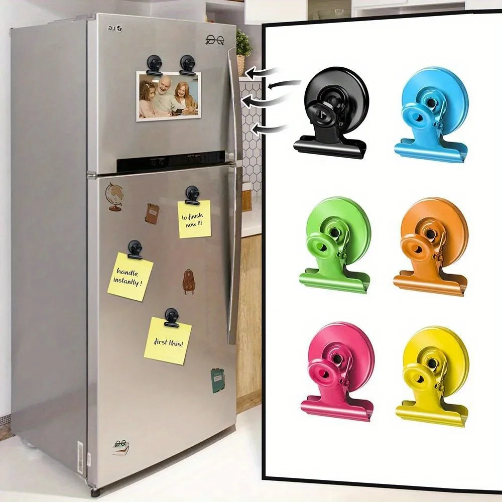 4/6 piecs Refrigerator Magnetic Clips strong heavy Whiteboard Magnets Clip Fridge Magnets clips with Anti-Scratch Sticky Pads