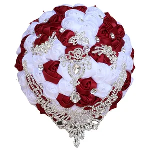 Свадебный букет невесты Стразы с цветами, ленточная Роза «сделай сам», свадебный букет с цветами, букет невесты