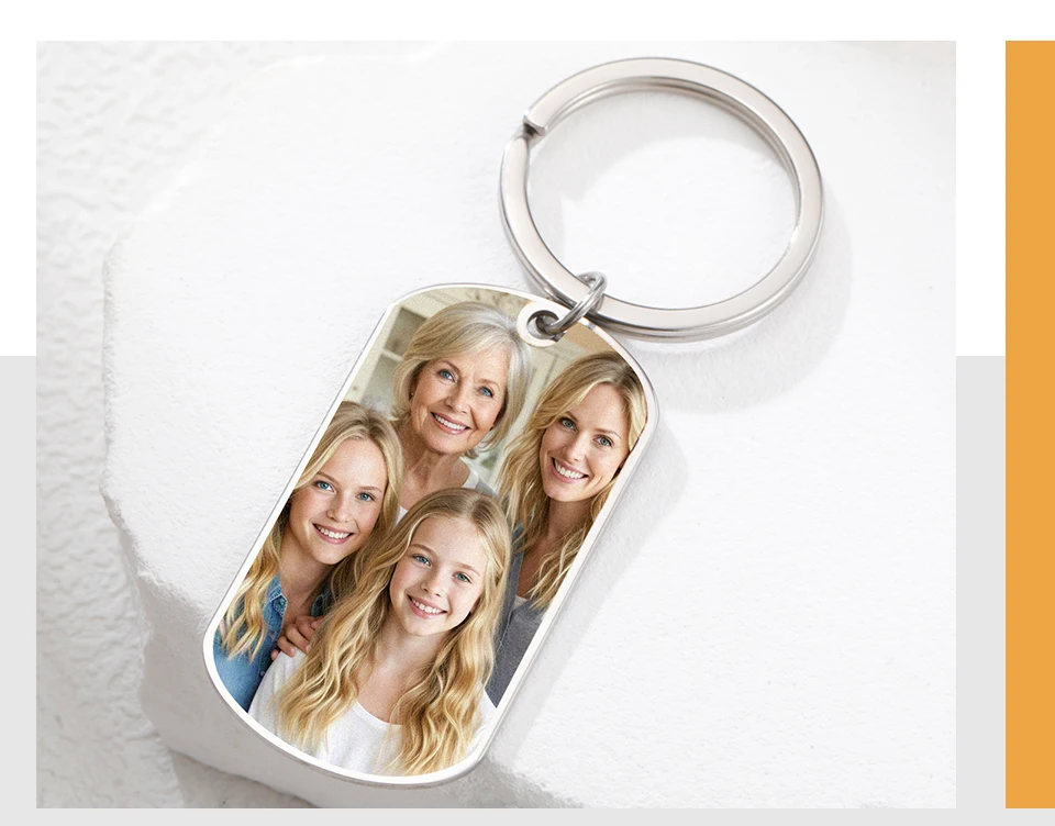 Lemegeton Personalisierter Foto-Schlüsselanhänger, einseitiger Druck, Bild-Schlüsselanhänger, Edelstahl-Schmuck, individueller Schlüsselanhänger, Familiengeschenk – Detail 8