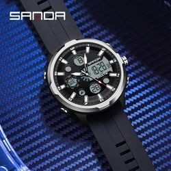 SANDA-reloj Digital de lujo para hombre, pulsera de cuarzo resistente al agua hasta 50M, estilo militar y deportivo, marca superior