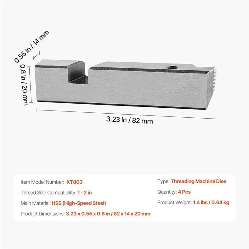 N84R Machine Dies 1"-2" NPT Pipe Dies, Right-Handed HSS Pipe Threading Dies Fit Integrated Pipe Threading Machines