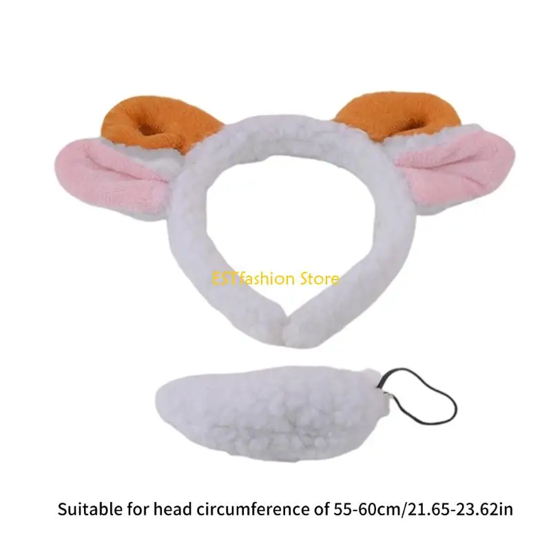 Y5GC Adults Kids Plush Cartoon Animal Ear Headband Tail Sheep Costume Birthday Party Christmas Halloween Cosplay Costumes