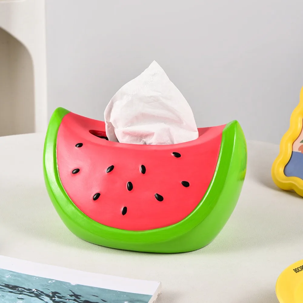 

Model Toy Watermelon Tissue Box Fruit Decorative Watermelon Paper Storage Box Collectible Cartoon Watermelon Ornament Decoration